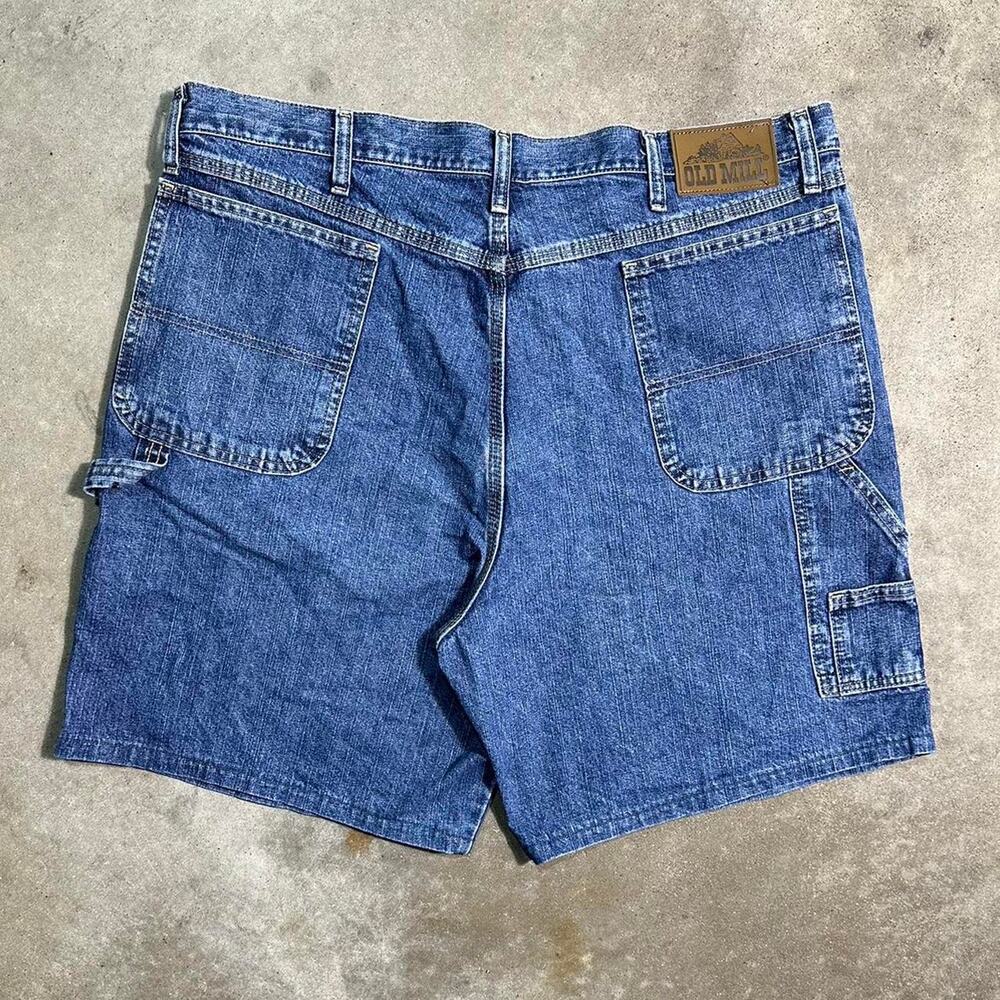 Vintage Old Mill Baggy Carpenter Jean Shorts Mens 40" Navy Blue Denim Jorts